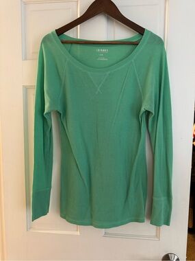 Old Navy Mint Green Long Sleeve Waffle-Knit Top